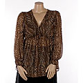 Alisa M Plus Size Cheetah Print V-neck Blouse