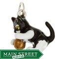 Sterling Silver Hand-enameled Cat Charm/ Pendant