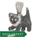 Sterling Silver Hand-enameled Cat Charm/ Pendant