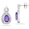 10k White Gold Amethyst and 1/4ct TDW Diamond Earrings (I-J, I1-I2)
