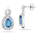 10k White Gold Blue Topaz and 1/4ct TDW Diamond Earrings (I-J, I1-I2)