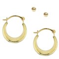 10k Gold Ball and High-polished Hoop Earrings Set