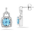 10k Gold Blue Topaz and 1/8ct TDW Diamond Earrings