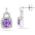 10k Gold Amethyst and 1/8ct TDW Diamond Earrings