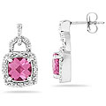 10k Gold Pink Topaz and 1/8ct TDW Diamond Earrings