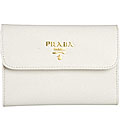Prada White Saffiano Metal Tri-fold Wallet