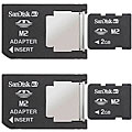 Two SanDisk 2GB Memory Stick Micro M2 and Adapter