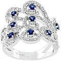 14k White Gold Sapphire and 1/5ct Diamond Ring