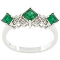 14k White Gold Emerald and Diamond Ring