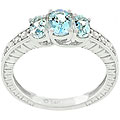 14k White Gold Aquamarine and Diamond Ring