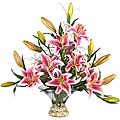 Rubrum Lilly Silk Floral with Gourmet Glass Bowl