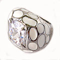 White Ovals Enamel Cubic Zirconia Ring