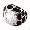 Black Ovals Enamel Cubic Zirconia Ring