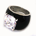 Black Zirconite Cubic Zirconia Enamel Ring