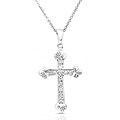 14k White Gold 1/6ct TDW Diamond Cross Necklace (G-H, I1-I2)