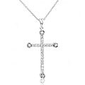 14k White Gold 1/3ct TDW Diamond Cross Necklace (G-H, I1-I2)