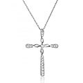 14k White Gold 1/6ct TDW Diamond Cross Necklace