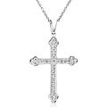 14k White Gold 1/3ct TDW Diamond Cross Necklace