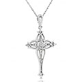 14k White Gold 1/10ct TDW Diamond Cross Necklace