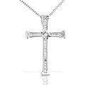 14k White Gold 1/3ct TDW Diamond Cross Necklace (G-H, I1-I2)