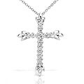 14k White Gold 1/4ct TDW Diamond Cross Necklace