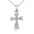 14k White Gold 1/5ct TDW Diamond Cross Necklace