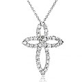 14k White Gold 1/2ct TDW Diamond Cross Necklace (G-H, I1-I2)