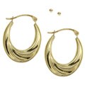 10k Yellow Gold Ball and Wave Hoop Earrings Set