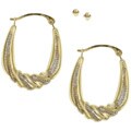 10k Gold Ball and Fancy Two-tone Hoop Earring Set