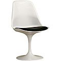 Redd White Chair with Black Leather Cushion