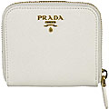 Prada White Leather Saffiano French Wallet