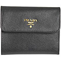 Prada Black Saffiano Leather Tri-fold Wallet