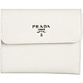 Prada White Saffiano Leather Tri-fold Wallet