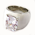 White Enamel Zirconite Cubic Zirconia Ring