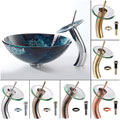 Boulder Opal Glass Sink and Waterfall Faucet