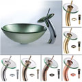 Sapphire Candy Apple Sink and Waterfall Faucet