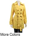 London Fog Women's Faux Silk Short Trench Coat