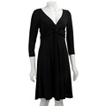 London Times Women's Knot Front V-neck Dress