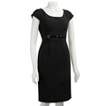 London Times Women's Black Cap-sleeve Dress