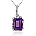 14k Gold Amethyst and 1/6ct TDW Diamond Necklace