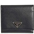 Prada Black Saffiano Leather Tri-fold Wallet