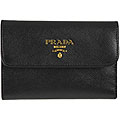 Prada Black Saffiano Metal Tri-fold Wallet