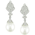 14k Gold 1/3ct TDW Diamond Cultured FW Pearl Earrings (H-J, I1-I2)