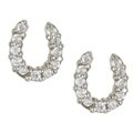 Silver and Cubic Zirconia Horseshoe Stud Earrings