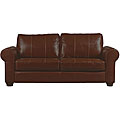 Olga Saddle Brown Leather Rolled Arm Sofa