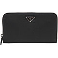 Prada Tessuto Black Continental Zip Closure Wallet