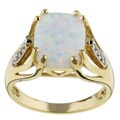 10k Gold Created Opal and Diamond Accent Ring