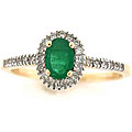 14k Yellow Gold Emerald and 1/6ct TDW Diamond Ring