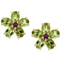 14k Gold Peridot and Amethyst Flower Earrings