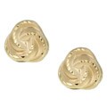 14k Yellow Gold Triple Swirl Button Stud Earrings